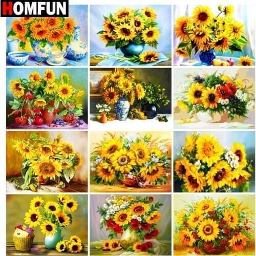 HOMFUN Full Square/Round Drill 5D DIY Diamond Painting "Sunflower flower" Embroidery Cross Stitch 5D Home Decor Gift