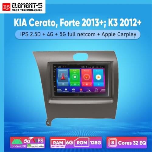 ELEMENT-5 7" 2G+32G Android 8,9,10 4G WIFI RDS DSP Car Radio For KIA Cerato, Forte 2013+; K3 2012+ Navigation GPS HiFi