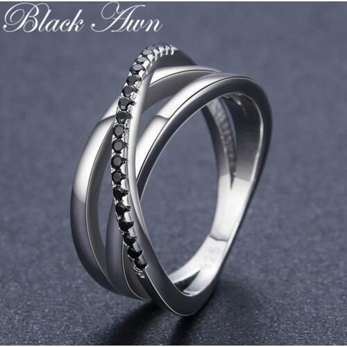 [BLACK AWN] 925 Sterling Silver Jewelry Wedding Rings for Women Hollow Finger Ring Femme Bijoux Bague G006