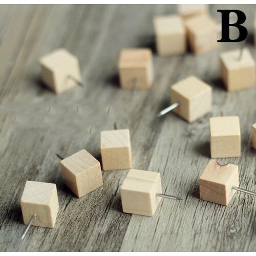 Wood Push Pins Wooden Thumb Tacks with Organizing Container Craft Projects, Natural Color Tacks for Photos Maps and Cork Boards