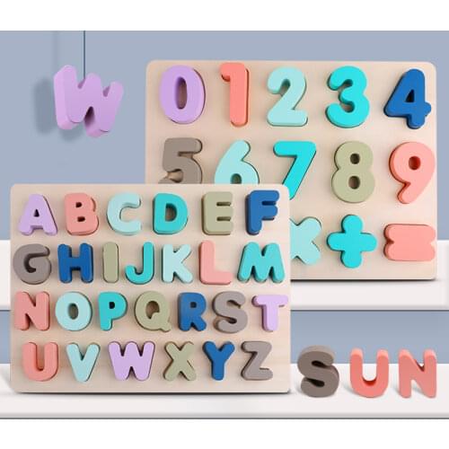 Kids Toys Wooden Montessori Toys Digital Alphabet Shape Matching Math Puzzle Preschool Learning Educational Toys For Children