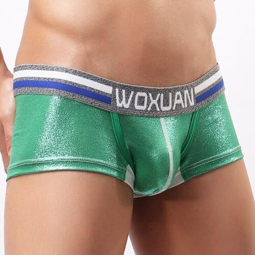 Men Lingerie Faux Imitation Leather Boxers Sexy Underwear Boxers Shorts Male Underpants Penis Pouch Trunks