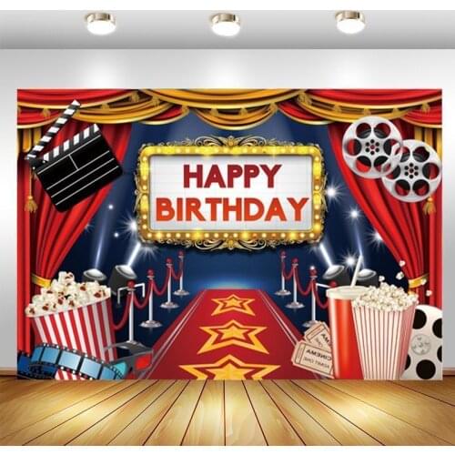 Hollywood Movie Photography Backdrop Kids Birthday Party Red Carpet Curtain Photo Background Decor Banner Studio Prop