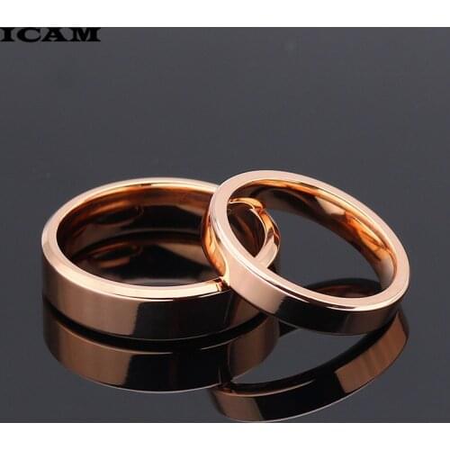 ICAM High quality 4mm/6mm Wholesale Simple Ring Fashion Rose Gold Ring Mens and Womens Exclusive Couple Wedding Ring