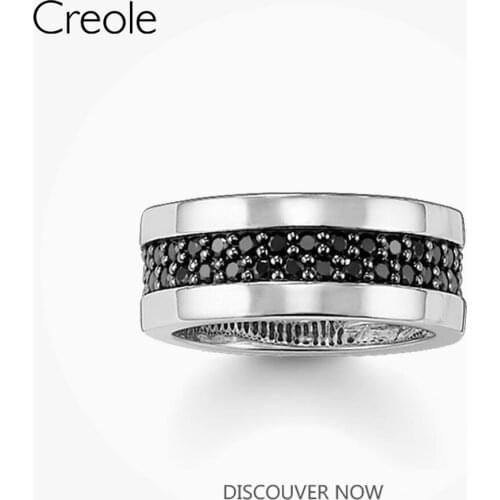 Ring Black CZ 925 Trendy Sterling Silver Gift For Women,Europe Style Fashion Eternity Rings Classic Fashion Jewelry Wholesale