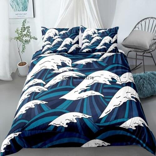 Mountain Balloon Sunrise Waves Full Bedding Set 3D Print King Size Comforter Cover Set Bedclothes Duvet Covers Microfiber Fabric