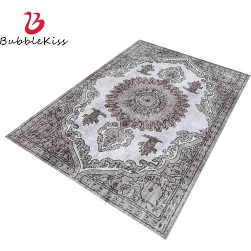 Bubble Kiss Carpets For Living Room Retro Gray Floor Mat European Style Classical Flower Pattern Area Rugs Home Customize Carpet