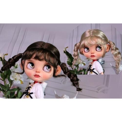 Blythes Doll Emulation Hair Fits the 1/6 Size Fashionable Fairy Soft Wigs Fake Horsehair Braid Braid on Top Flat Brown Hen Gold