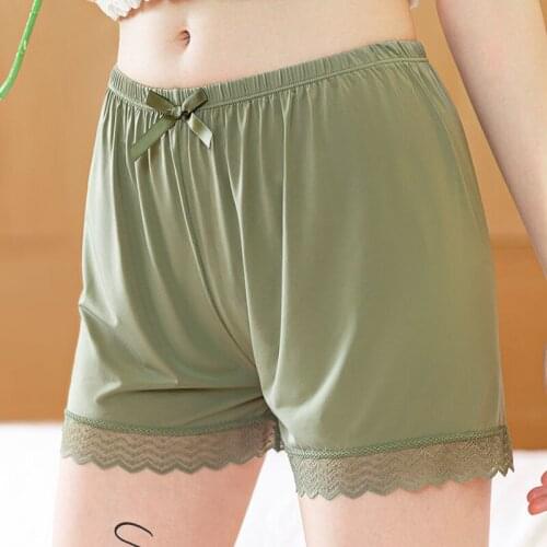 Summer Bow Lace Ice Silk Womens Safety Short Pants Anti-empty Home Casual Shorts Under Skirt Cool Breathable Hot Short Pants