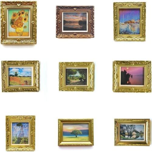 Mini Dollhouse Miniature 1:12 Photo Frame Antique Manny Doll DIY Oil Painting House Accessories Frame Decorative K3P3