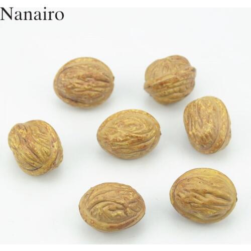 Cheap 10pcs 3cm Walnut Mini Artificial Fake Fruits and Vegetables Berries Flowers For Wedding Christmas Tree Cake Decoration