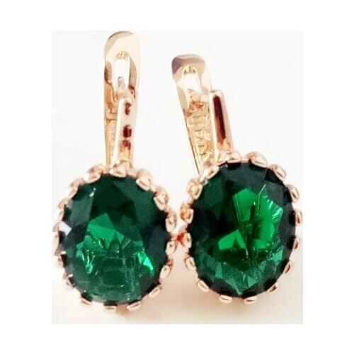 Trendy Luxury Women Earrings Round Blue Gold Color Jewelry Cubic Zircon Drop Earrings