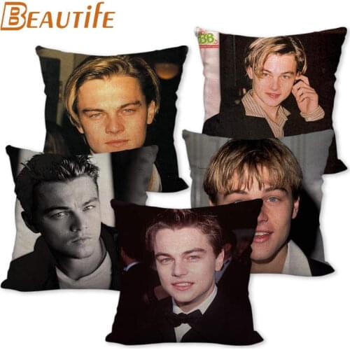 Custom Leonardo DiCaprio Pillowcase 45X45cm Wedding Decorative Pillow Cover Eco-Friendly Cotton Linen Fabric Pillow Case