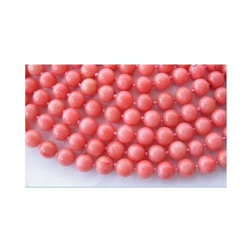 Nobility Lucky women natural Beautifully Japan Pink Coral Round Beads Necklace 7-8mm AAA Grade 64" -jewelryCZ Luxury Ms. girl