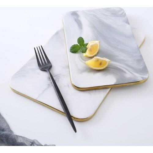 New Nordic Ceramic Dinner Plate Marble Pattern Phnom Penh Tray for Bread Pizza Chopping Pastry Western Food Steak Dish Tableware
