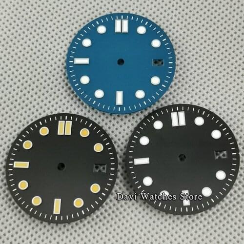 New 31mm Sterile NH35 NH36 Watch Dial Luminous Dial Blue/Black Watch Face Watch Parts