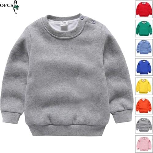New Winter Hoodies Sweatshirts For Boys Girls Kids Fashion Solid T Shirt Tops Children O-neck Long Sleeve Warm Casual Sweatshirt