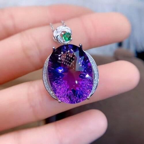 New Arrival Natural Real Natural and real Amethyst necklace 925 sterling silver Fine jewelry Amethyst pendant