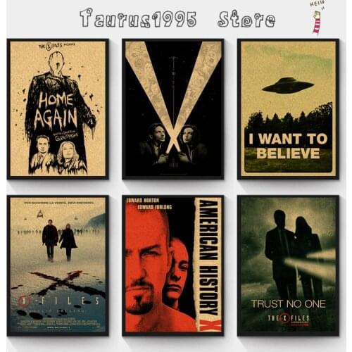 New The X-Files Posters Alien UFO TV Series Retro Kraft Paper Posters Wall Decorative Picture For Room Wall stickers
