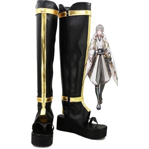 Touken Ranbu Online Game Tsurumaru Kuninaga Cosplay Shoes Boots Custom Made Black