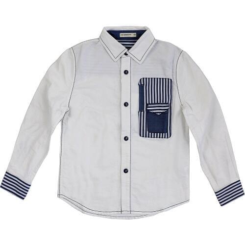 Boys Shirts Solid Long Sleeved Shirt Cotton Patchwork Pockets School Uniforms Boys Shirts Blouse Turn Down Shirt Top 7 9Y 4J0295
