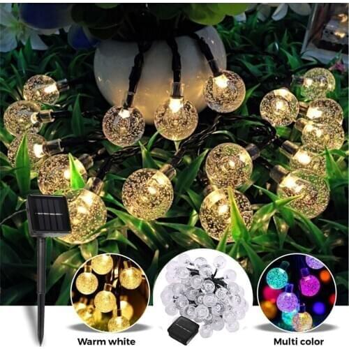 Garden Christmas Bubble Ball LED Light String 50 LED Solar Powered Outdoor Patio Used For Night Decoration