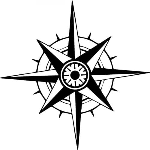 Family Travel Adventure Compass Decals Fashion Car Window Decoration Personality Pvc Waterproof Decals Black/white, 16cm*16cm