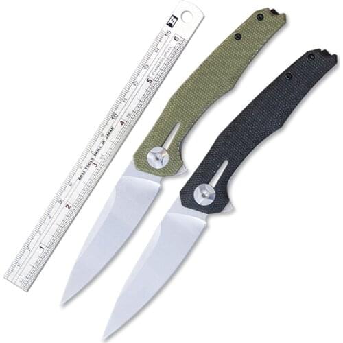 ZT Knife Ball Bearing ZT0707 Pocket Folding Knife Flax Handle Damascus Blade Hiking Tactical Hunting Knives EDC Survival Tool