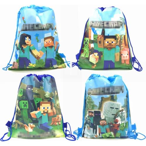 Mining Pixel Game Theme Kids Birthday Party Gift Bag For Guest Party Supplies Non-woven Fabrics Shopping Bag Drawstring Backpack