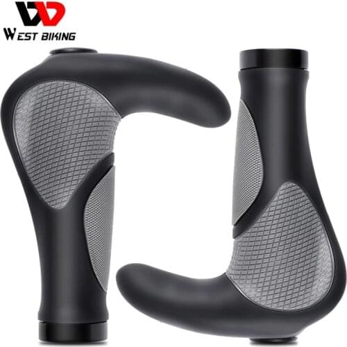 WEST BIKING Bicycle Grips Shockproof Bike Grips Lock-on Handlebar Cover Horns Shofar Bike Handlebar Grips Cycling Handlebar Grip