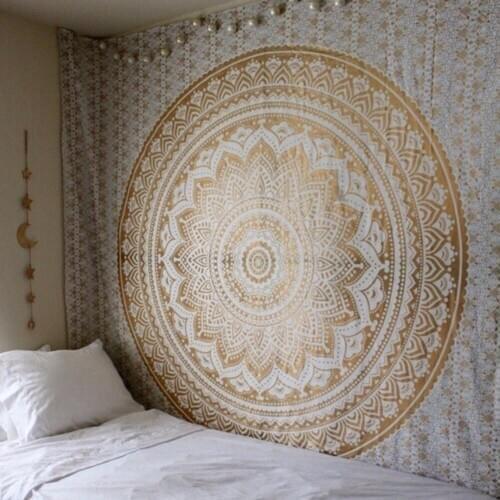 Yellow Mandala Tapestry Wall Hanging Macrame Bohemian Hippie Home Backdrop Art Decor Mandalas Decorative Tapestry Wall Carpet