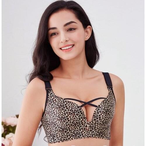 New No Rims Sexy Lingeries Women bras plus size 115CDE 50CDE Seamless thin smooth Solid Leopard print womens underwear