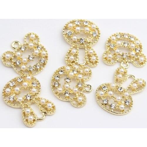 Zinc Alloy Golden Pendant Cute Mosaic Rabbit Bear Charms Pendant 6pcs/lot For DIY Jewelry Earring Making Accessories