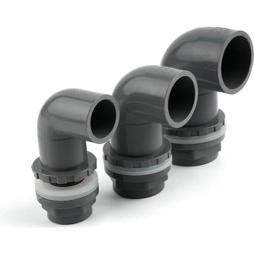 2-8pcs 20mm~50mm Grey PVC Pipe 90 Degree Elbow Connector Fittings Aquarium Fish Tank Connector Overflow Thread Water Supply