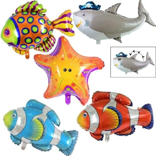 1Pc Under Sea World Ocean Animal Theme Hanging Foil Balloons Starfish Whale Kids Toys DIY Birthday Party Decor Inflatable Ball
