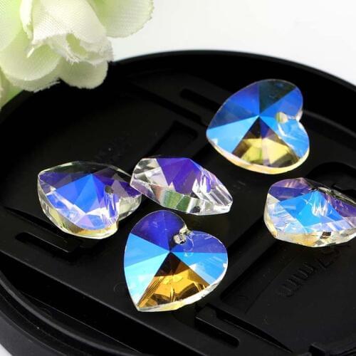 1000pcs/lot 14mm Clear AB Crystal Glass Heart Shape Beads For Wedding Party for Table decoration and beautification