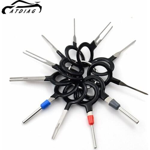 11pcs Auto Car Plug Circuit Board Wire Harness Terminal Removal Tool Pick Connector Crimp Pin Back Needle