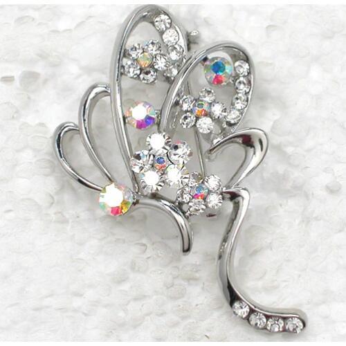 12pcs/lot Wholesale Fashion Brooch Rhinestone Butterfly Pin brooches C102082