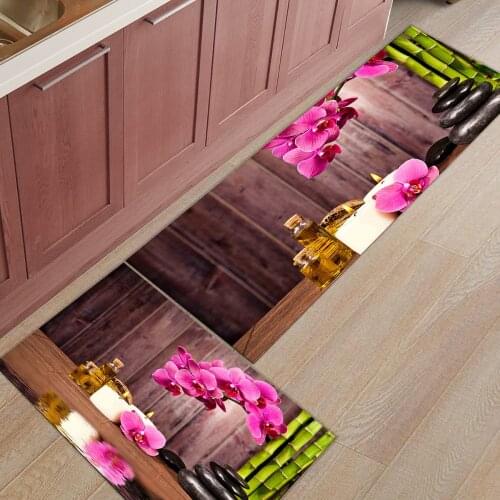 2Pcs/Set Spa Stone Flower Bamboo Kitchen Accessories Door Mat Tapete Doormats Bathroom Carpet Room Pad Floor Mats Home Rugs