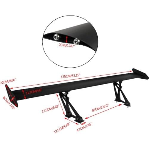 2021 135cm 53.15'' Lightweight Adjustable Rear Trunk Wing GT Racing Spoiler Set Black Silver Universal Car Sedan Blue Rider