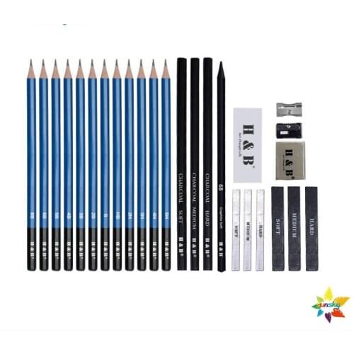 25pc/Set Drawing Painting Sketch Kit Set With Pencil Eraser Sharpener Artist Beginner Student Stationery Sketching Art Supplies