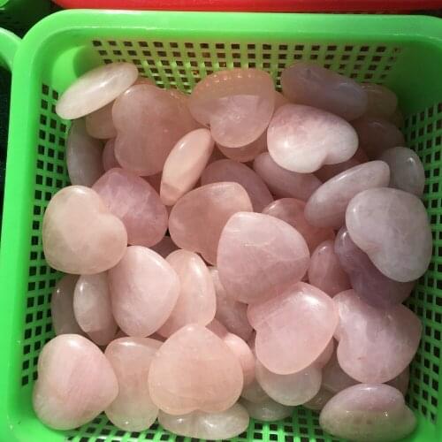 3pcs Natural Rose Quartz Heart Shaped Striped Agate Crystal Carved Palm Love Healing 12-14g