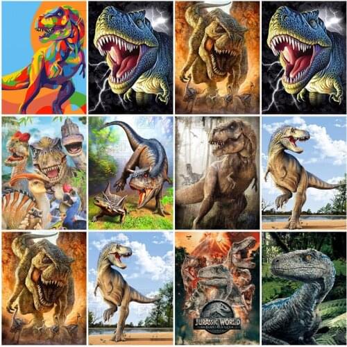 Diy 5D Diamond Painting Dinosaurs Full Square Round Drill Crystal Mosaic Animal Art Pictures Diamond Embroidery Home Decor Gift