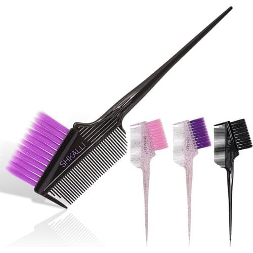 Glittering hair dye brush, stylish soft bristles, professional salon hair dye tool, hair coloring brush