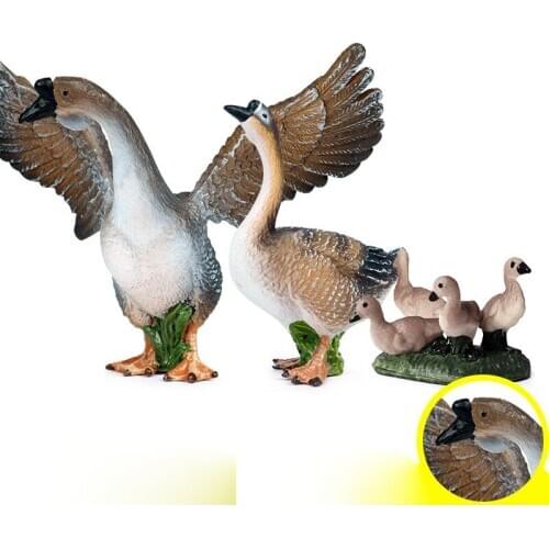 Children cognitive three-dimensional simulation wild animal goose model big goose family Model toy farm poultry toy set