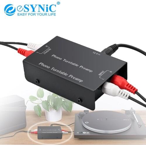 ESYNiC Phono Turntable Preamp PP900 Ultra-Compact Phono Preamplifier Stereo RCA In RCA Out With Low Noise Operation For Speaker