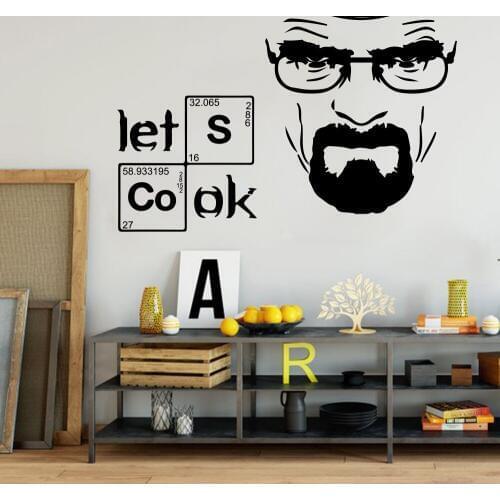 Large Breaking Bad Heisenberg Walter Film Wall Decal Kitchen Movie Heisenberg Let us Cook Wall Sticker Playroom Vinyl Decor