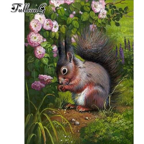 FULLCANG Squirrel animal 5d diy diamond painting cross stitch full square round drill rhinestone embroidery kits FG0156