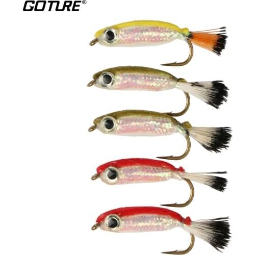 Goture 5Pcs Fly Fishing Files Fly Fishing Insect Lure Bait Wet Flies Slowly Sinking With 6# Fly Fishing Hook Random Colors