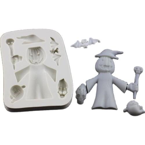 Halloween Pumpkin Witch Ghost Silicone Mold Fondant Mould Cake Decorating Tool Baking Chocolate Gumpaste Mold Sugarcraft K099